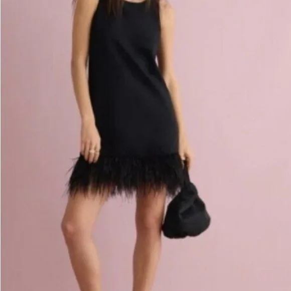 J. CREW COLLECTION $350
BLACK CREPE FEATHER TRIM
SHIFT DRESS - Picture 11 of 11